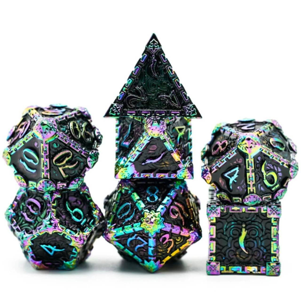 Foam Brain Games Dagger of Venom: Black Rainbow RPG Metal Dice Set